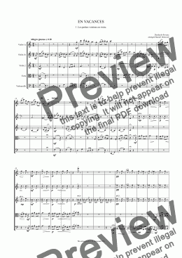 page one of Severac - 3 movements from EN VACANCES for string orchestra