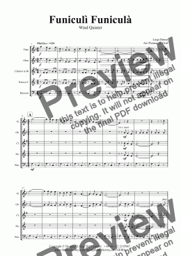 page one of Funiculi Funicula - Italian Evergreen - Wind Quintet