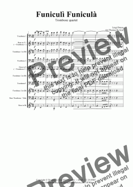 page one of Funiculi Funicula - Italian Evergreen - Trombone Quartet