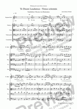 page one of Te Deum Laudamus - Tonus solemnis Str.1 Streichersatz