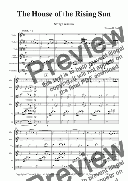 page one of The House of the Rising Sun - String Orchestra