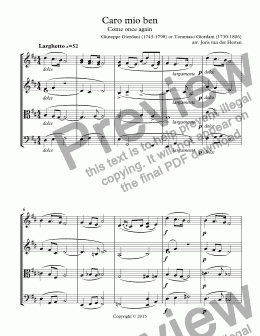 page one of Caro mio ben [Italian aria] (string quartet)