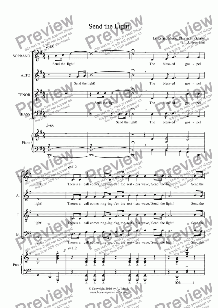 Send The Light Choir Download Sheet Music Pdf File