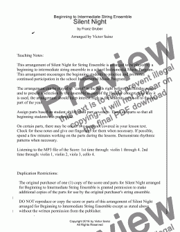 page one of  Silent Night (beginning to intermediate string orchestra / ensemble - flexible instrumentation - Christmas)