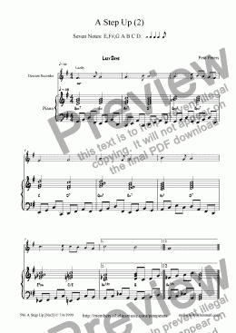 page one of A Step Up [No2 Lazy Days] beginner recorder