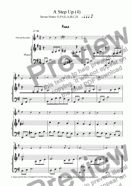 page one of A Step Up [No 4 Finale] beginner recorder
