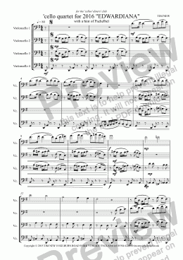 page one of ’cello quartet for 2016 "EDWARDIANA"