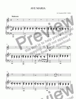 page one of Caccini, Giulio - AVE MARIA  for trumpet Bb & piano