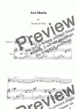 page one of G. Caccini - AVE MARIA - for clarinet & piano