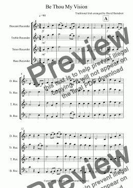 page one of Be Thou My Vision for Recorder Quartet