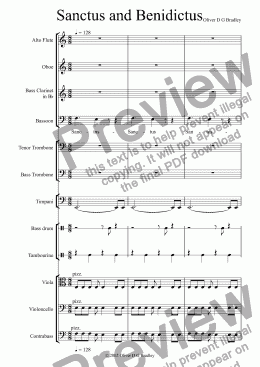 page one of Requiem (unfinished), II Sanctus and Benidictus