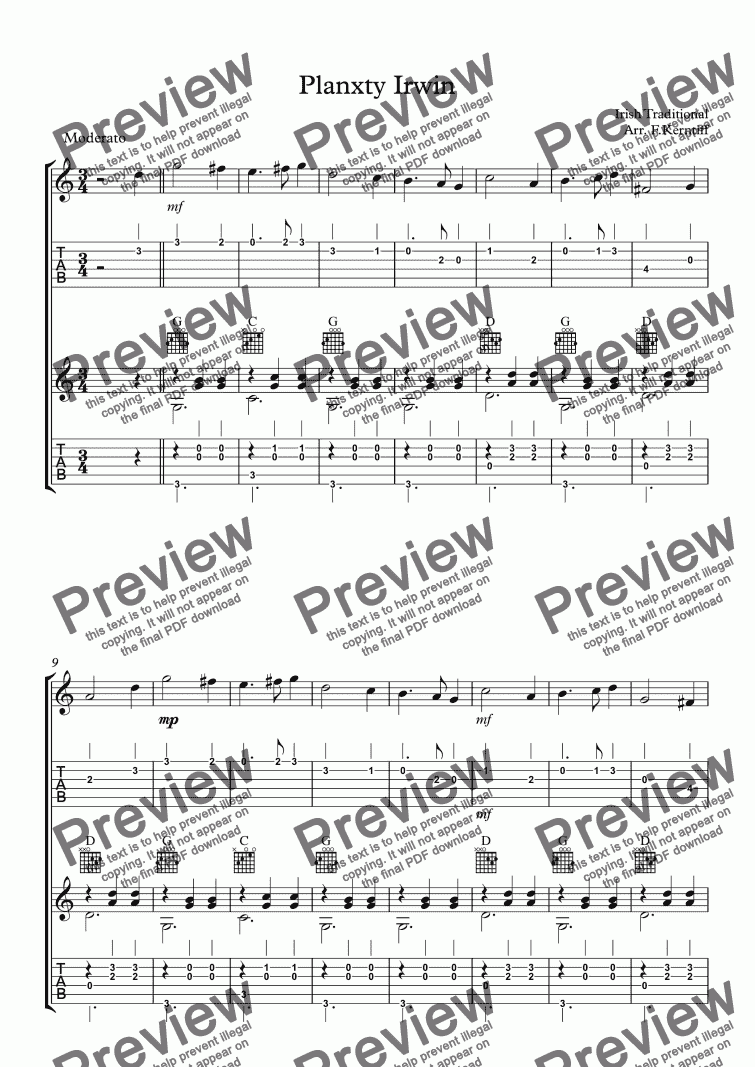 Planxty Irwin - Download Sheet Music PDF file