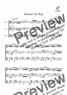 page one of Kansas City Rag for guitar trio