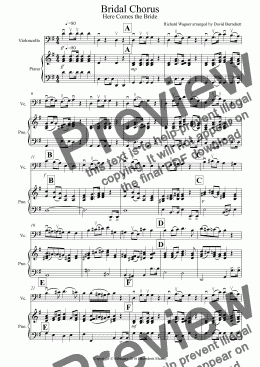 page one of Bridal Chorus "Here Comes The Bride" for Cello and Piano