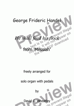page one of Handel - He shall feed his flock (from Messiah) for solo organ