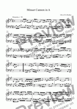 page one of Canon in A, Minuet