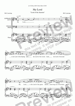 page one of "My Lord" for SATB choir & piano