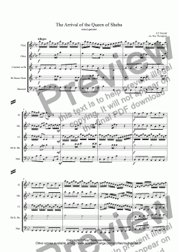 page one of Handel: Solomon HWV67: Sinfonia: The Arrival of the Queen of Sheba arr. wind quintet