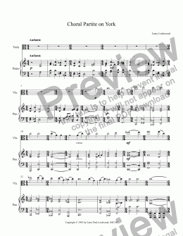 page one of Choral Partite on York for Viola and Piano