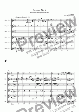 page one of Dauprat: Sextuor No.6 (Horn sextet No.6) transposed into Bb