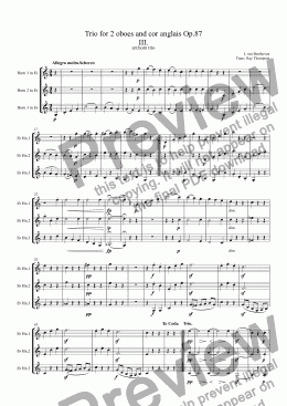 page one of Beethoven: Trio for 2 oboes and cor anglais Op.87 Mvt.3 - horn trio