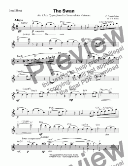 page one of The Swan / Le cygne, Lead Sheet in C Major