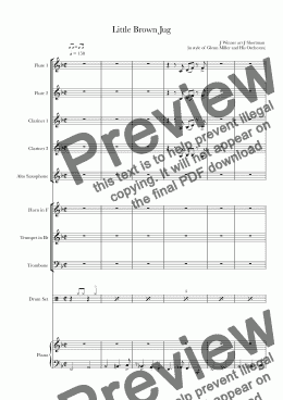 page one of Little Brown Jug (arranged for training Wind Band in style of Glenn Miller Orchestra)