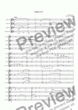 page one of Tchaikovsky: Adagio in C for horn quartet