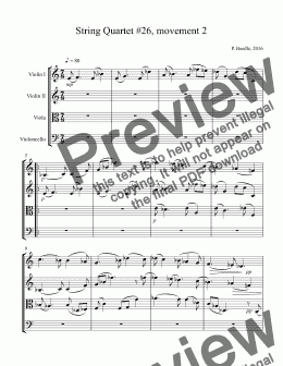 page one of String Quartet #26, movement 2