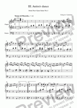 page one of III.  "Anitra’s dance" from Peer Gynt Suite No.1 for organ