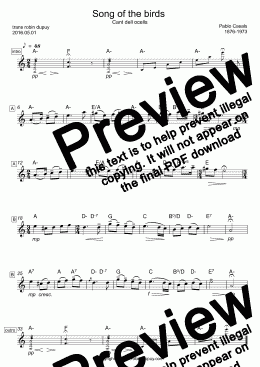 page one of The song of the birds - El cant dels Ocells - PDF - lead sheet Melody + chords
