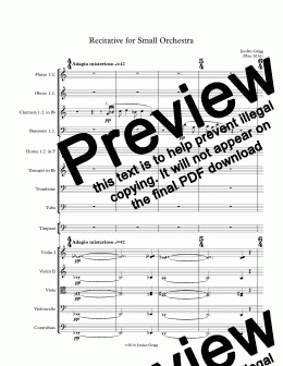 page one of Recitative for Small Orchestra