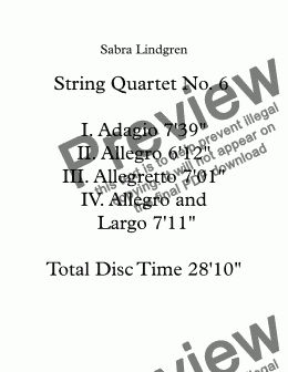 page one of String Quartet No. 6 I. Adagio