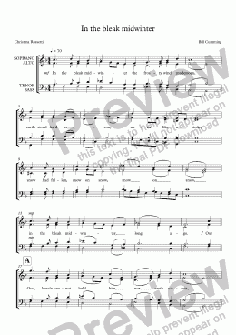 page one of "In the bleak midwinter" (2) for SATB a capella choir