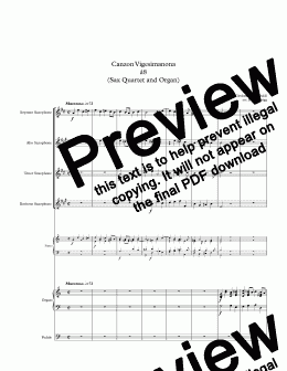 page one of Canzon Vigesimanona à8 (Sax Quartet and Organ)