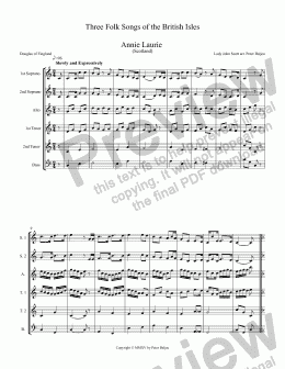 page one of Three Folk Songs of the British Isles  for Recorder Ensemble