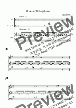 page one of 'Roses of Heliogabalus' for Oboe, Clarinet and Piano