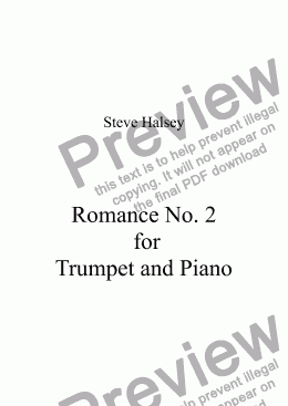 page one of Romance No. 2  for  Trumpet and Piano