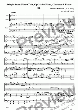 page one of Adagio from Piano Trio, Op.31 for Flute, Clarinet & Piano