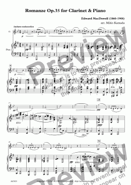 page one of Romanze Op.35 for Clarinet & Piano