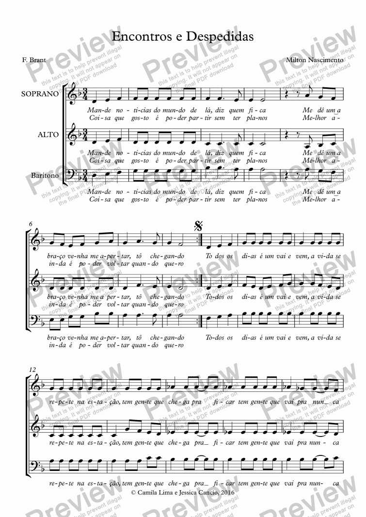 Encontros E Despedidas - Download Sheet Music PDF File