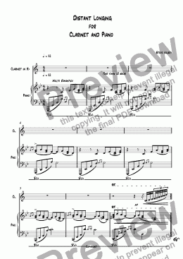 page one of Distant Longing  for  Clarinet and Piano