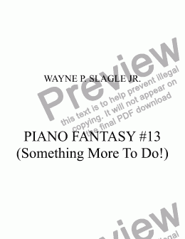 page one of PIANO FANTASY #13 (Something More To Do!)