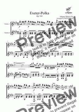 page one of Exeter-Polka for guitar duet