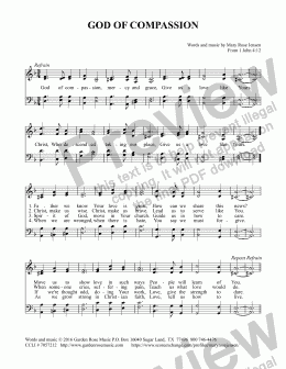 page one of God of Compassion (SATB hymn)