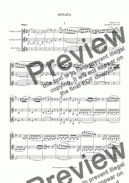 page one of Mozart - K570 Sonata for 2 Bb Clarinets & Bass Clarinet