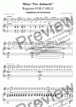 page one of Requiem for Carlo [Gregorian plainchant] (voice+piano)