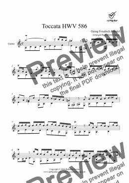 page one of Toccata HWV 586 for solo guitar