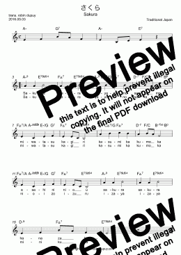 page one of さくら Sakura - Traditional Japan - lead sheet melody & chords