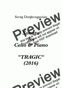 page one of Sonata Opus 25 - for Cello & Piano - "TRAGIC"  